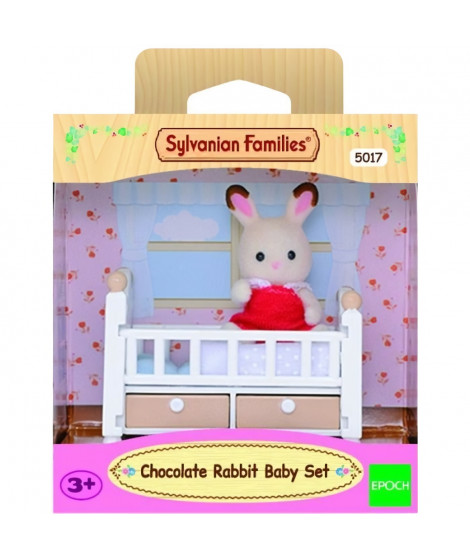 Figurines miniatures - SYLVANIAN FAMILIES - 5017 - Le bébé Lapin Chocolat et lit