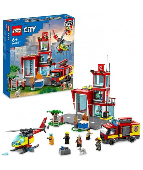 LEGO 60320 City Fire La Caserne Des Pompiers, Jouet de Garage, avec Jouet Camion et Hélicoptere, pour Garçons et Filles Des 6…