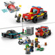LEGO 60319 City Fire Le Sauvetage Des Pompiers et La Course-Poursuite de La Police, Voiture Jouet, Camion de Pompiers et Moto