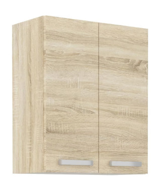 Meuble haut 2 portes battantes - Décor chene sonoma - L 60 cm x P 31,6 x H 72 cm - LASSEN