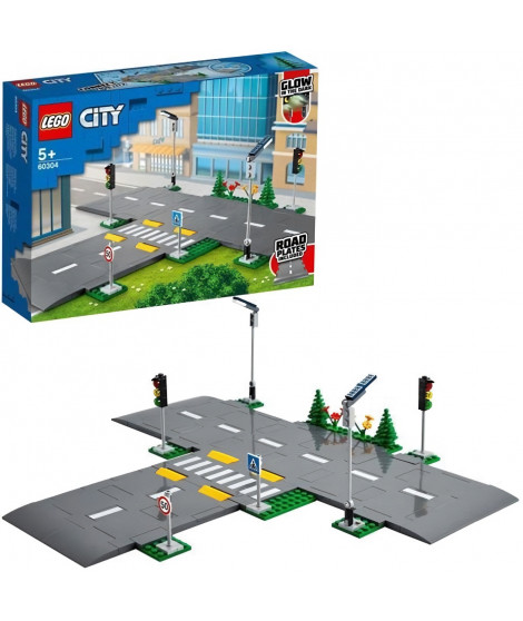 LEGO City 60304 Intersection a assembler, Jeu construction ville avec panneaux et routes a imbriquer pour garçon ou fille