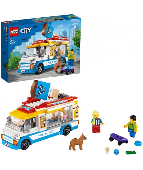 LEGO City 60253 Le camion de la marchande de glaces, Kit de Construction Jouet Enfants 5 ans et + avec Mini-figurine de chien