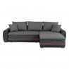 Canapé d'angle droit convertible 4 places - Simili noir et tissu gris - L 271 x P 179 x H 87 cm - MARIO - LED - Fabriqué en U…