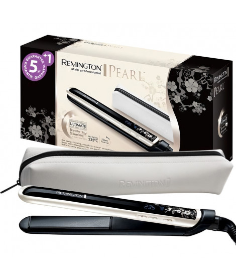 Remington S9500 Fer a Lisser, Lisseur Pearl Plaques Souples Advanced Ceramic XL avec Eclats de Perles, Cheveux Brillants