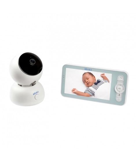 BEABA Écoute bébé Vidéo Zen Premium - Caméra rotative 360°, vision nocturne infrarouge