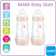 MAM Lot 2 Biberon Easy Start Anti-colique Nature - 260 ml - Blush
