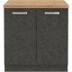Meuble bas 2 portes battantes avec plan de travail - Gris mat - L 80 x P 51,6 x H 82 cm - LASSEN