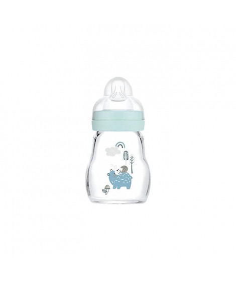 MAM Biberon Verre - 170ml - Bleu - Tétine Débit 1