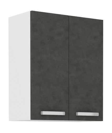 Meuble haut portes battantes - Gris mat - L 60 cm x P 31,6 x H 72 cm - LASSEN