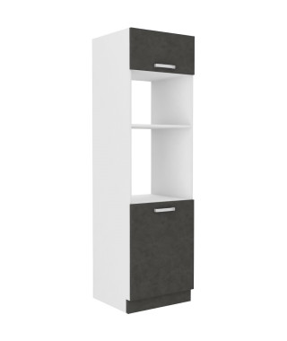 Meuble colonne four 2 portes battantes - Gris - L 60 x P 57 x H 210 cm - LASSEN