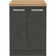 Meuble bas 2 portes battantes - Gris mat - L 60 x P 51,6 x H 85 cm - LASSEN