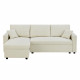 Canapé d'angle fixe + 2 coussins - 3 places - Tissu Beige - L 228 x P 148 x H 86 cm - OWENS