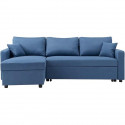 Canapé d'angle réversible convertible grand couchage + coffre - Tissu Bleu- L 228 x P 148 x H 86 cm - OWENS