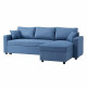 Canapé d'angle réversible convertible grand couchage + coffre - Tissu Bleu- L 228 x P 148 x H 86 cm - OWENS