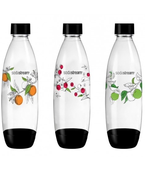 SODASTREAM Pack de 3 bouteilles de gazéification grand modele - Motif de bouteilles aléatoires