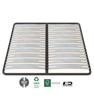 SEDAC OPTISIZE Lot de 2 Sommiers 80 x 200 cm - Cadre a lattes extra large 141 mm d'épaisseur