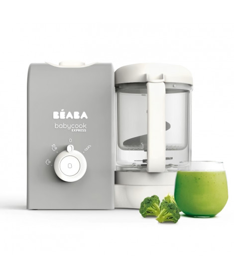 BEABA, Babycook express, robot bébé, 4 en 1 mixeur-cuiseur, gris velours