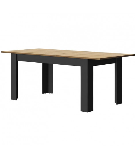 Table a manger pour 4 a 8 personnes - Rectangulaire + allonge - Style industriel - MANCHESTER - L 160-200 x P 90 x H 77 cm