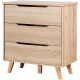 Commode 3 tiroirs scandinave - Décor chene sonoma - Pieds en massif - L 80 cm - VANKKA