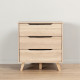 Commode 3 tiroirs scandinave - Décor chene sonoma - Pieds en massif - L 80 cm - VANKKA