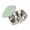 BEABA, Boîte repas enfant en inox, couvercle en silicone et housse de protection, Gris velours et vert sauge