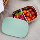 BEABA, Boîte repas enfant en inox, couvercle en silicone et housse de protection, Gris velours et vert sauge