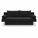 Banquette convertible PIRY 3 places - Tissu noir - Classique - L 187 x P 88 cm