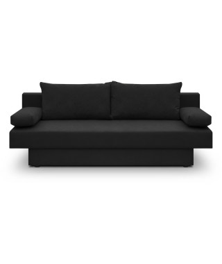 Banquette convertible PIRY 3 places - Tissu noir - Classique - L 187 x P 88 cm