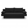 Banquette convertible PIRY 3 places - Tissu noir - Classique - L 187 x P 88 cm