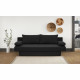 Banquette convertible PIRY 3 places - Tissu noir - Classique - L 187 x P 88 cm