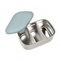 BEABA, Boîte repas enfant en inox, couvercle en silicone et housse de protection, Gris velours et bleu