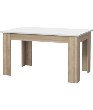 Table a manger PILVI - 4 personnes - Blanc et chene sonoma - L 140 x P 90 x H 75 cm