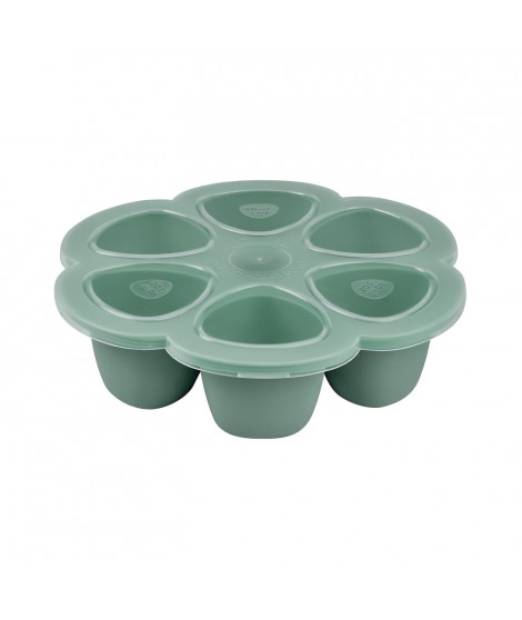 BEABA Multiportions en silicone de qualité premium, résistance thermique, couvercle hermétique, Fabriqué en Italie, 6x90 ml vert