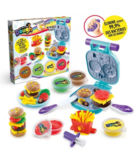 Canal Toys - Kit Burger Pâte a modeler antibactérienne - Élimine jusqu'a 99,9% des bactéries sur les mains - des 2 ans - SND006