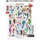 Puzzle 1000 pieces - Aquarelles de plumes - Nathan - Paysage et nature - Rouge