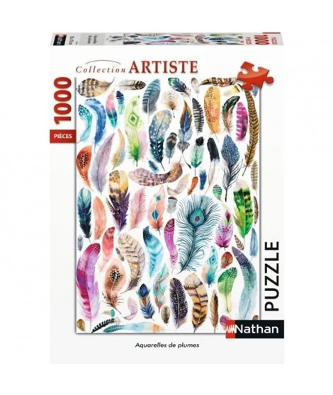 Puzzle 1000 pieces - Aquarelles de plumes - Nathan - Paysage et nature - Rouge