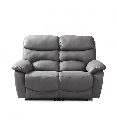 Canapé 2 places relax manuel - Tissu Gris - L 152 x P 92 x H 107 cm - SOBRAL