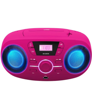 BIGBEN CD61RSUSB Lecteur Radio Cd Portable Usb Rose + Speakers Lumineux