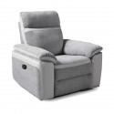 Fauteuil relax manuel - Tissu Gris et Simili Blanc - L 99 x P 93 x H 99 cm - SANTOS