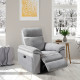 Fauteuil relax manuel - Tissu Gris et Simili Blanc - L 99 x P 93 x H 99 cm - SANTOS