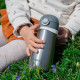 Gourde inox 350 ml BEABA pour enfants avec anse - pour apprendre a boire sans tétine ni paille - Gris minéral