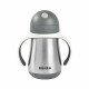 BEABA, Biberon/Tasse d'apprentissage/Gourde Bébé 2 en 1, Tasse Paille Enfant, Inox 100% étanche, Anti-fuite, 250ml, Gris minéral