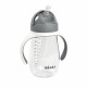 BEABA, Biberon/Tasse d'apprentissage /Tasse paille 300 ml, Gris minéral