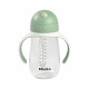 BEABA, Biberon/Tasse d'apprentissage /Tasse paille 300 ml, Vert sauge