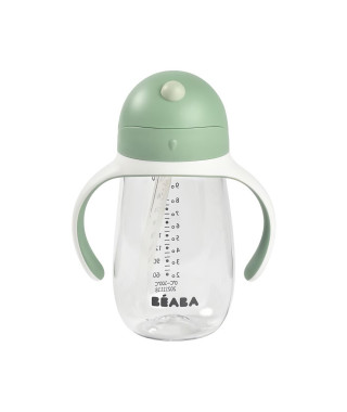 BEABA, Biberon/Tasse d'apprentissage /Tasse paille 300 ml, Vert sauge