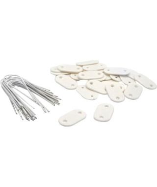 NATURE Set de 26 fixations pour mailles - Ecrans et canisses plastique - Blanc - (Attache + brin 14 cm fil de fer plastifié)