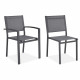 Ensemble repas en aluminium 4 a 6 personnes - Table extensible 180/240 cm + 4 chaises et 2 fauteuils textilene - Gris