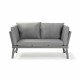 Banquette de jardin multifonction en aluminium avec coussins - 2 personnes - Gris foncé