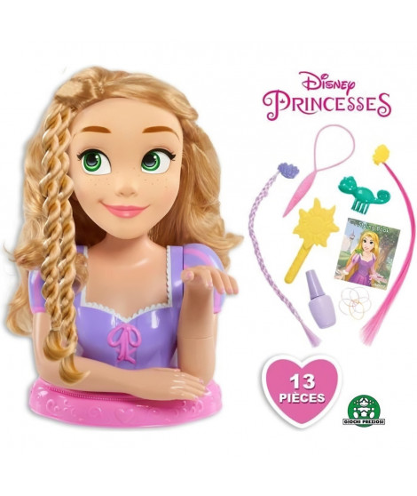 Tete a Coiffer Deluxe Raiponce Disney Princesses - Accessoires Inclus - Pour Enfant de 3 Ans et Plus - Violet