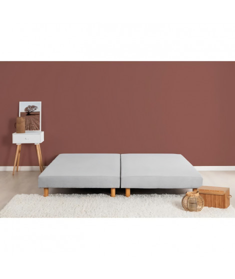 DEKO DREAM Rakenne - Sommiers tapissiers a lattes 2x90x200 - Bois massif gris + pieds